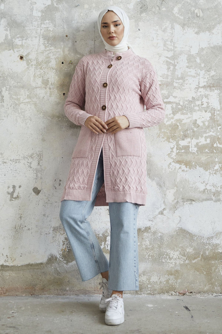 MDS Women Mosya Pocket Buttoned Knit Cardigan - Powder - Fontenay-sous-Bois