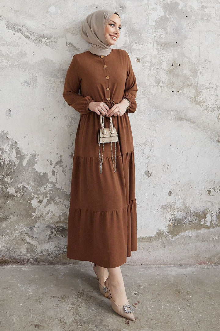 MDS Women Pamela Buttoned A-line Dress - Brown - Münster