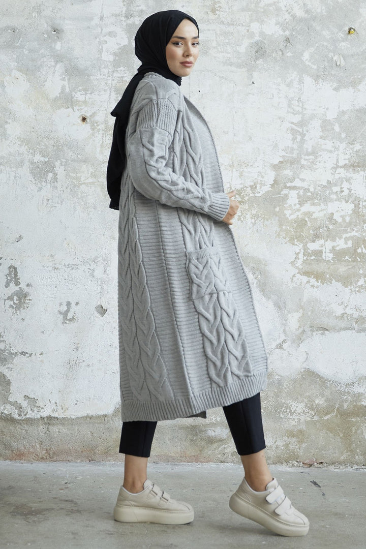 MDS Women Eriyas Cable Knit Pocket Cardigan - Gray - Khmelnytskyi