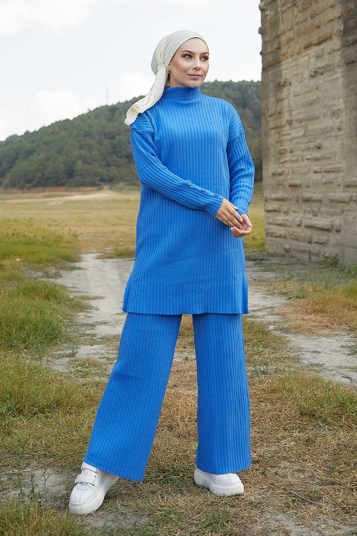 MDS Women Runa Threaded Knit Set - Indigo - Ibiza