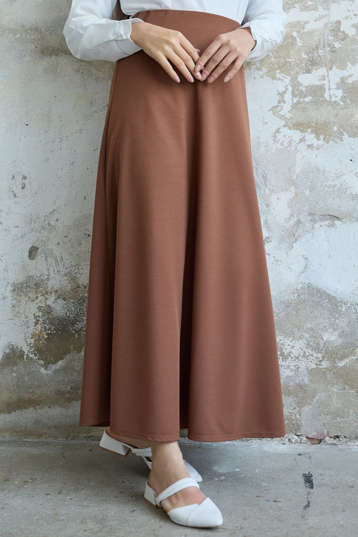 MDS Women Double Knit Fabric Skirt - Tan - Chino Hills