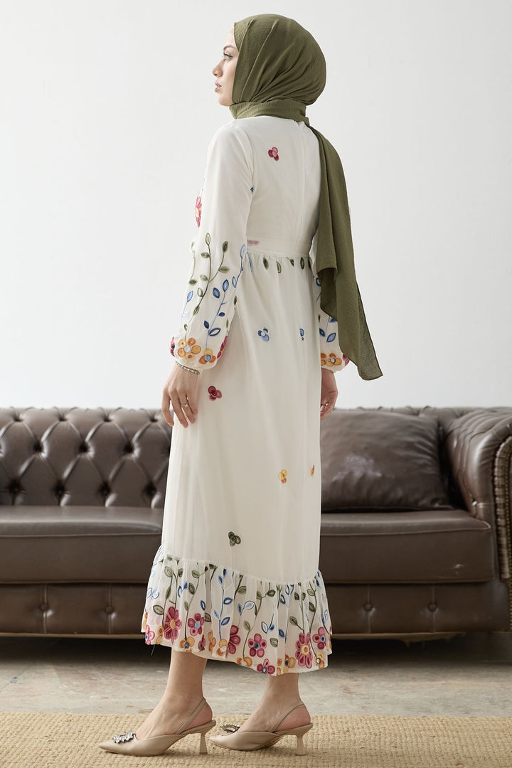 MDS Women Flowers Daisy Chiffon Dress - White - Ciudad de Huajuapam de León