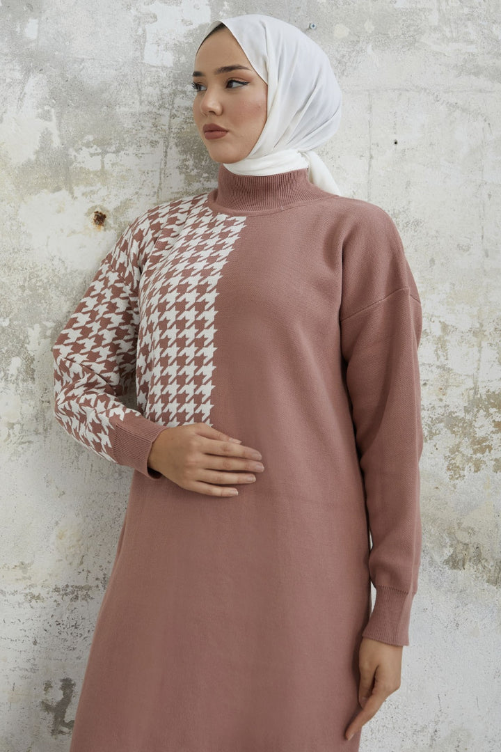 MDS Women Amelia Sleeve Chevron Patterned Knit Dress - Rose Pink - Niagara Falls