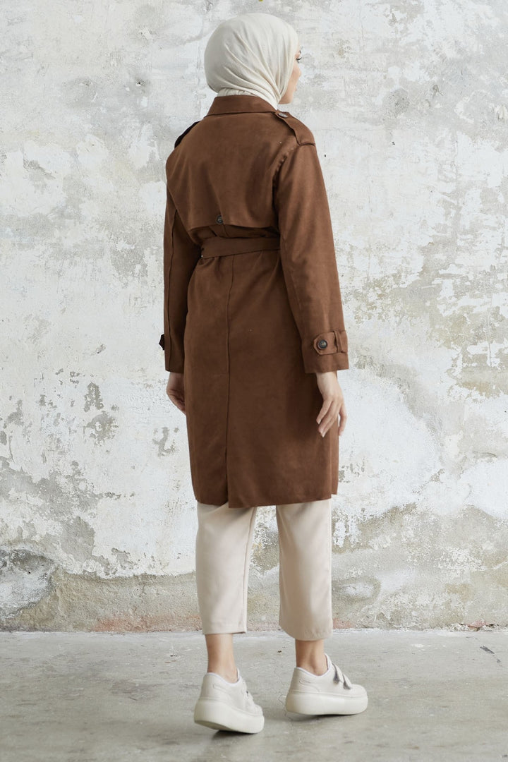 MDS Women Minka Belted Scuba Diving Trench Coat - Tan - Pedro Celestino Negrete