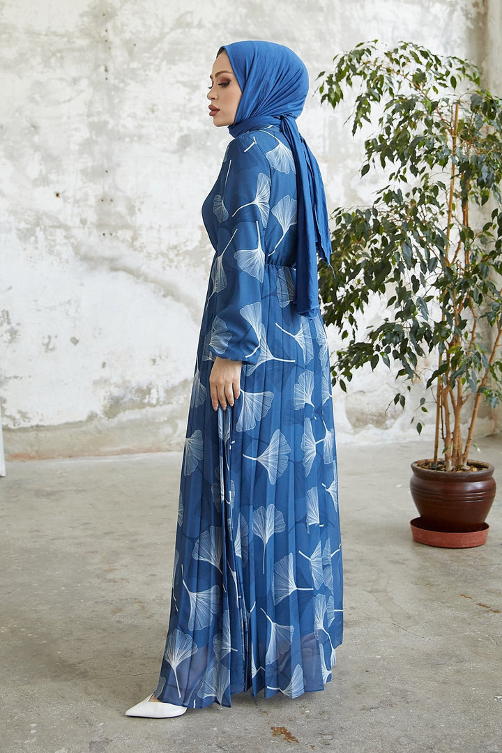 MDS Women Layla Patterned Chiffon Dress - Indigo - Gateshead