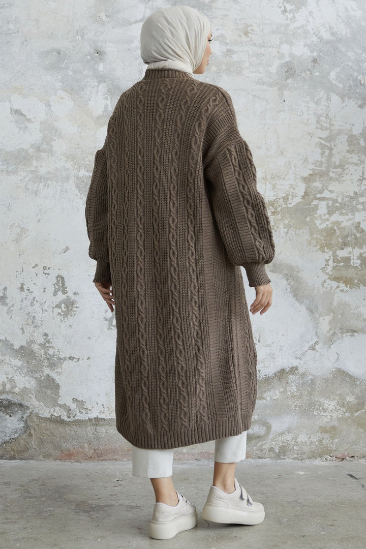 MDS Women Molly Chain Pattern Knit Cardigan - Milky Coffee - San Giorgio a Cremano