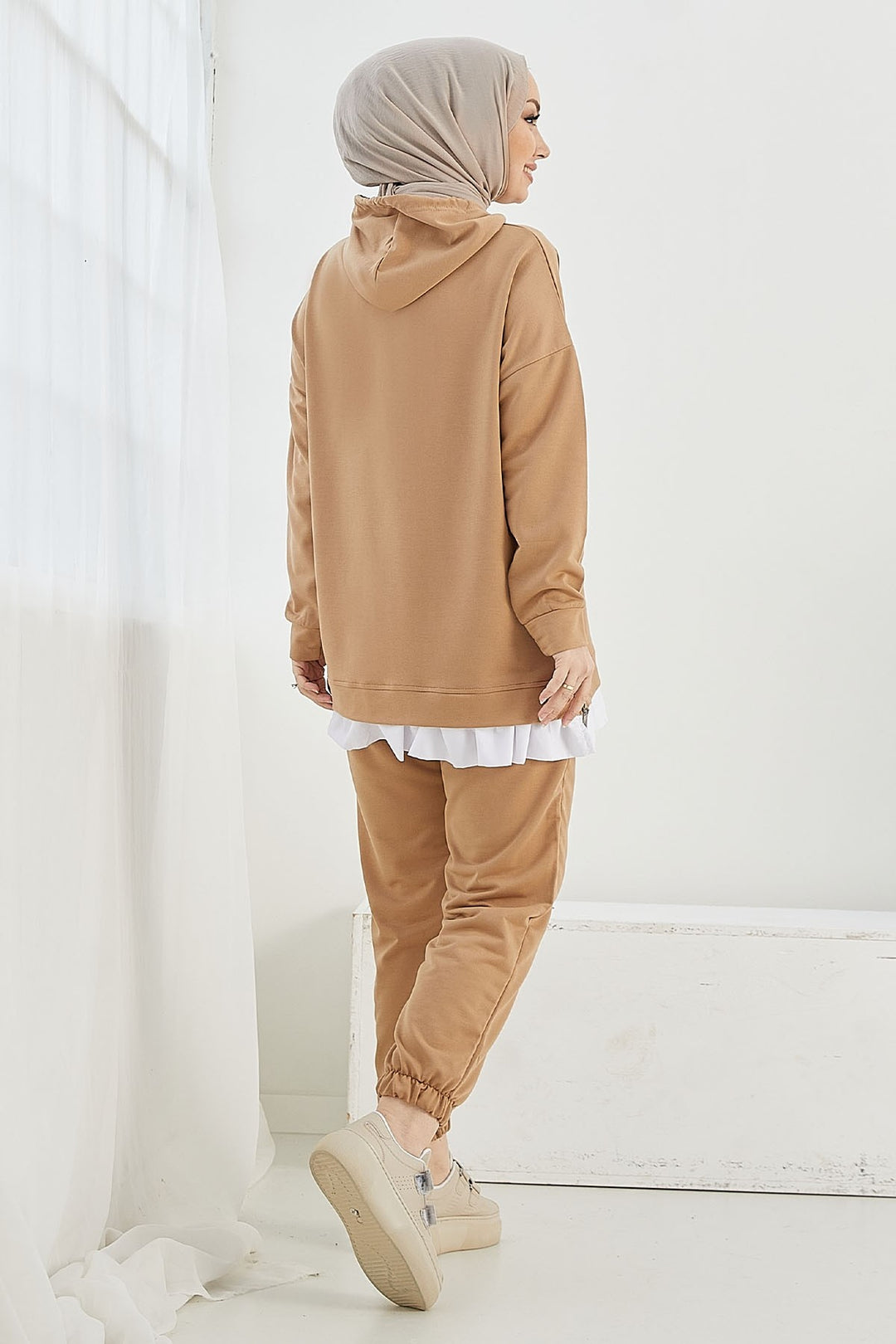MDS Women Losya Sides Zippered Hooded Two Piece Set - Camel - Scottsdale