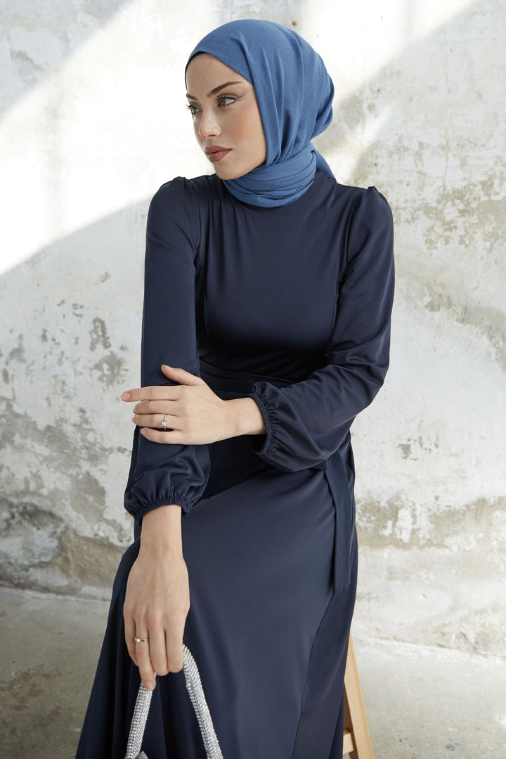 MDS Women Striped Scuba Dress - Navy - Darmstadt