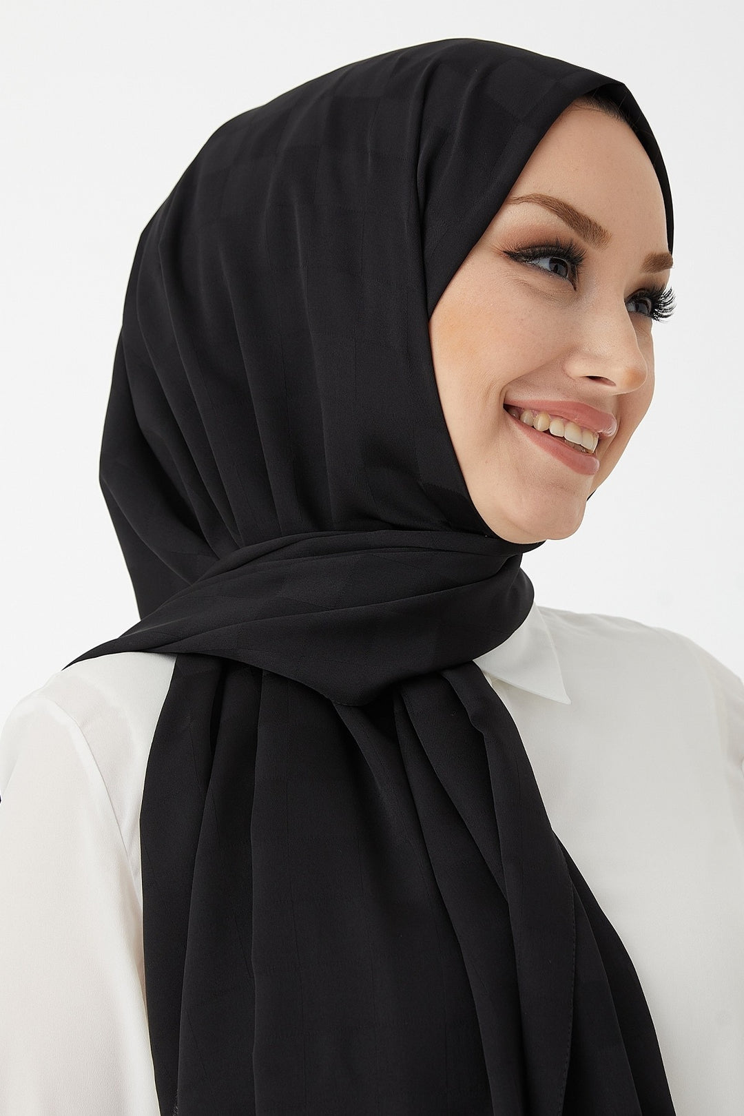 MDS Women Maura Lady Patterned Silky Jacquard Shawl - Black - Niagara Falls