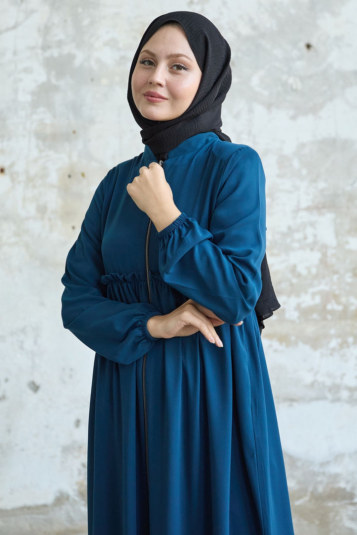 MDS Women Back Tassel Detail Ruched Indigo Abaya - Yorktown