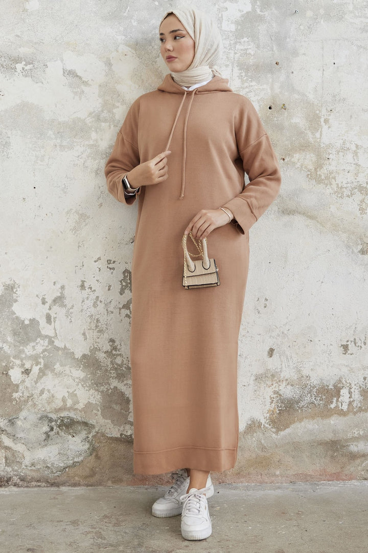 MDS Women Ivona Hooded Knit Dress - Camel - Ramsgate