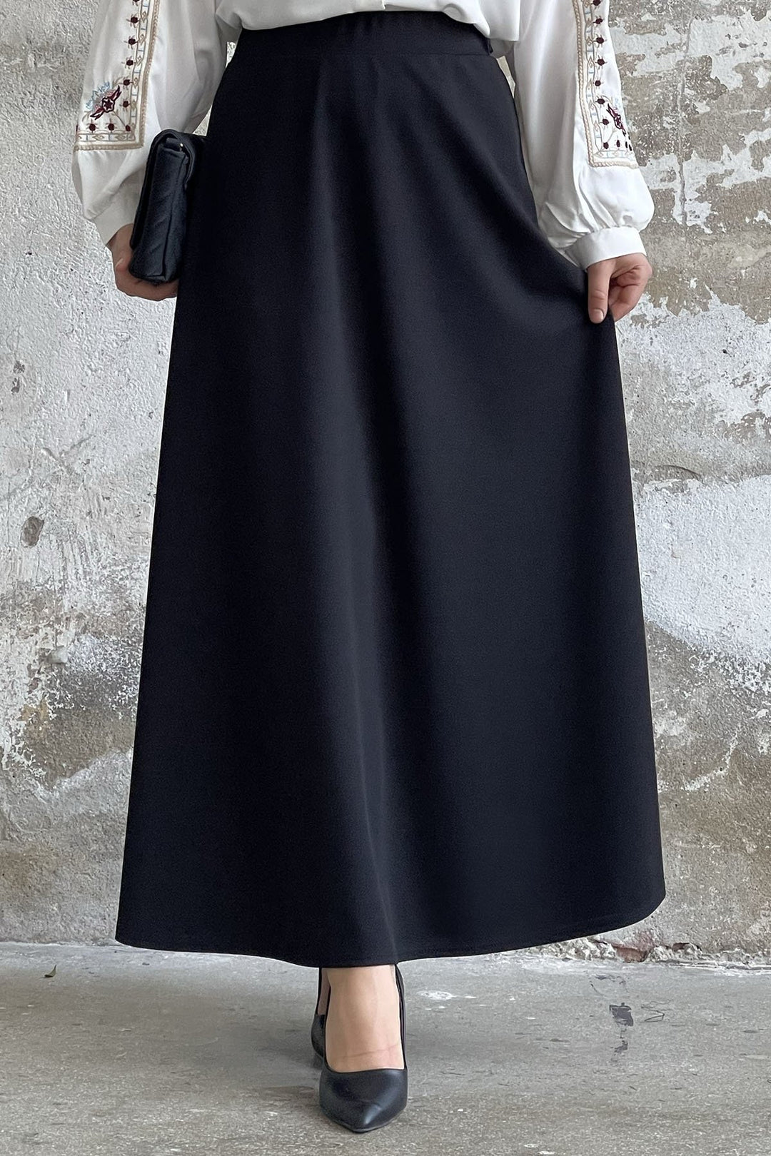 MDS Women Double Knit Fabric Skirt - Black - Noblesville