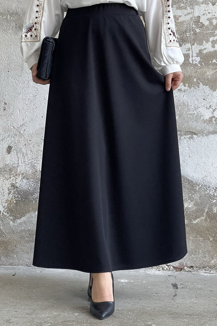 MDS Women Double Knit Fabric Skirt - Black - Noblesville