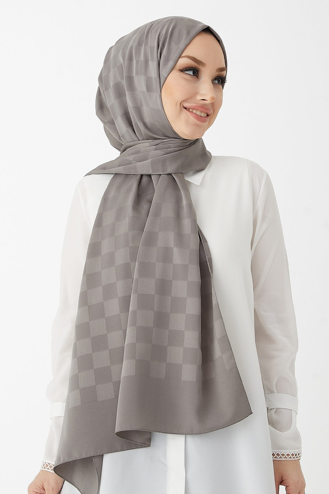 MDS Women Maura Lady Pattern Silky Jacquard Shawl - Dark Gray - Smethwick