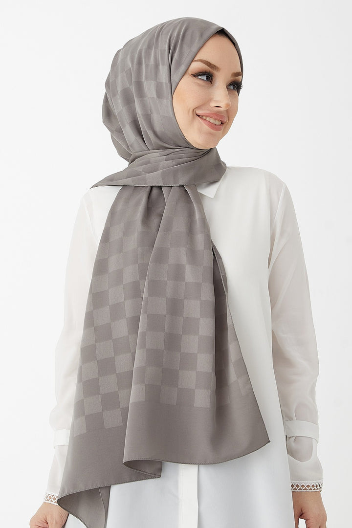 MDS Women Maura Lady Pattern Silky Jacquard Shawl - Dark Gray - Smethwick