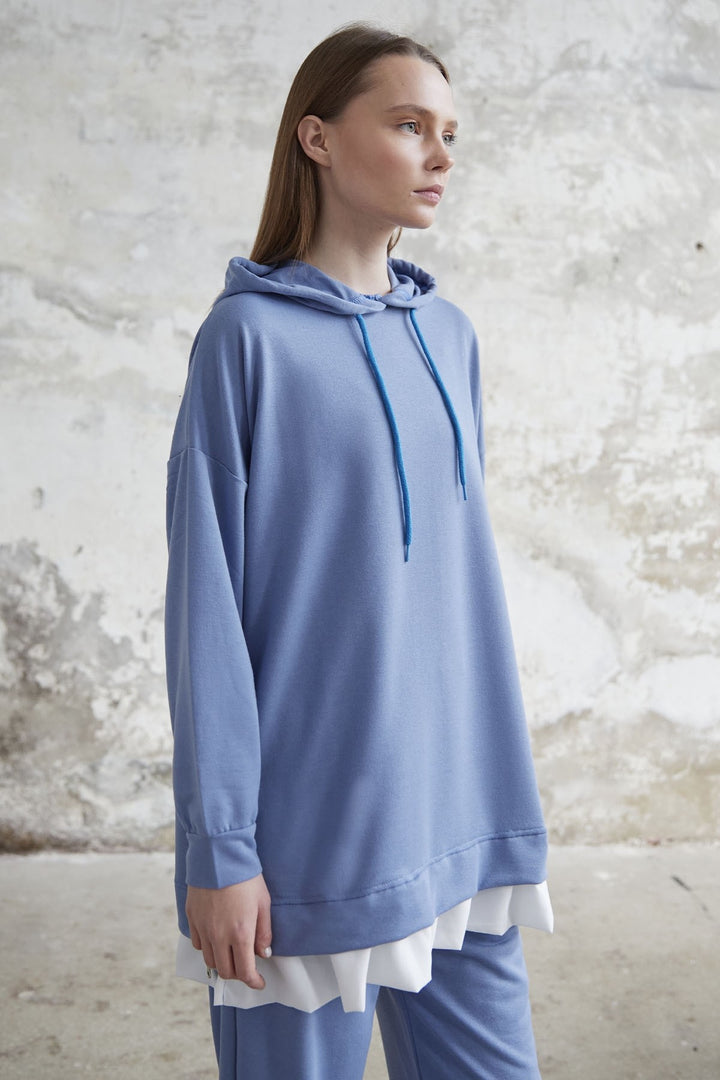 MDS Women Losya Sides Zippered Hooded Two-Piece Set - Blue - Tlacotepec