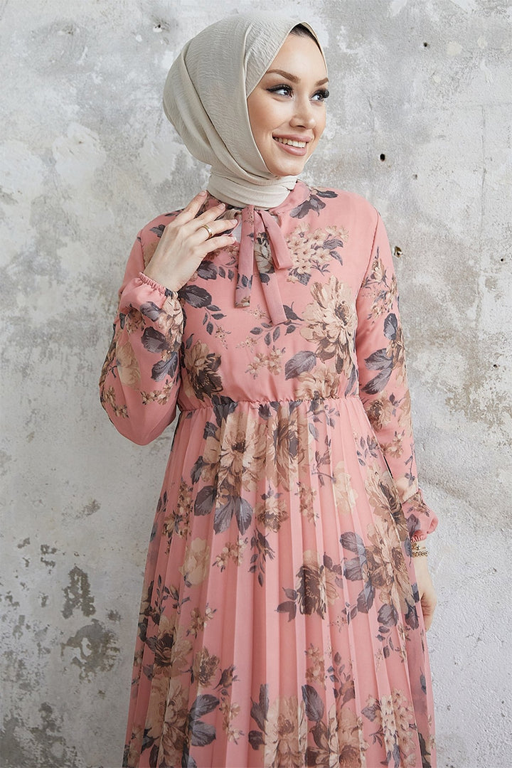 MDS Women Luis Collar Lace-up Chiffon Dress - Powder - San Jacinto