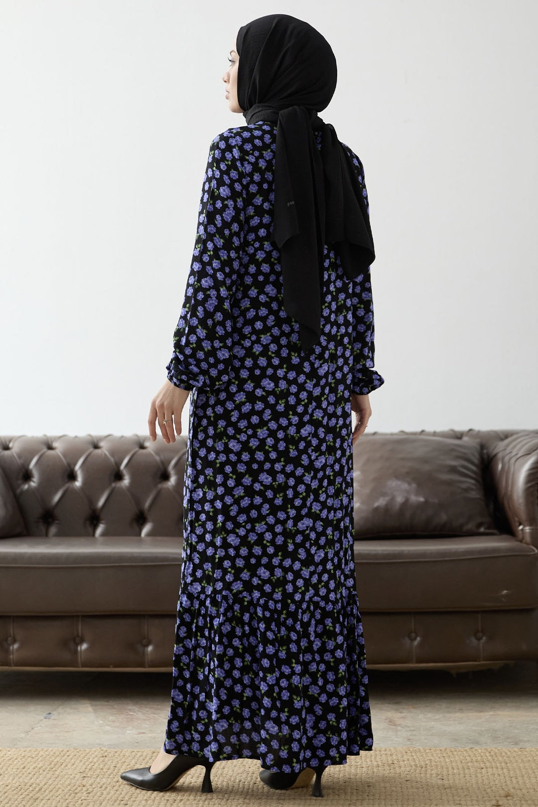 MDS Women Rose Pattern Viscose Dress - Purple - Tourcoing