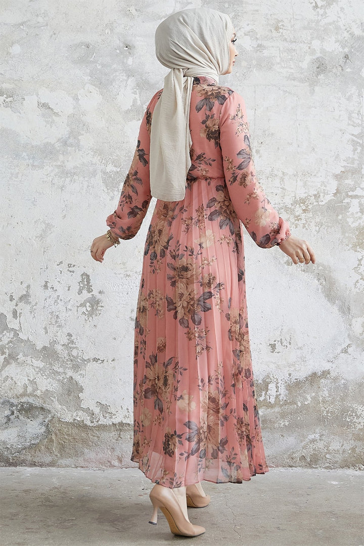 MDS Women Luis Collar Lace-up Chiffon Dress - Powder - San Jacinto