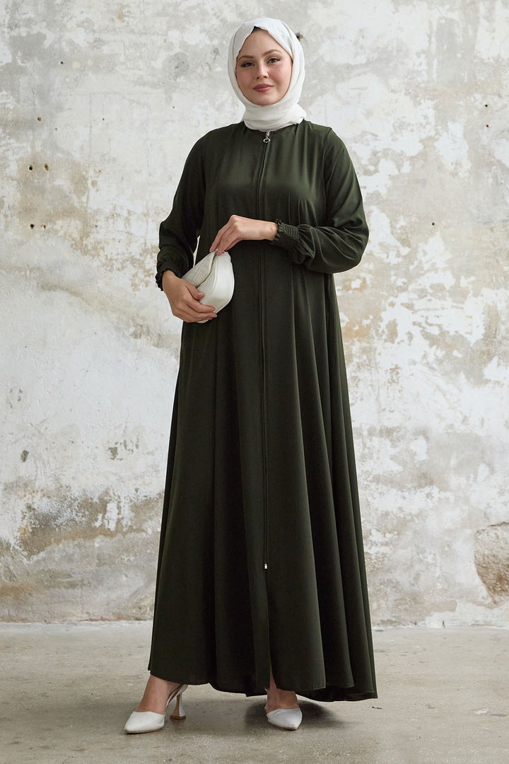 MDS Women Medina Silk Mevlana Haki Cloak - Pearl City