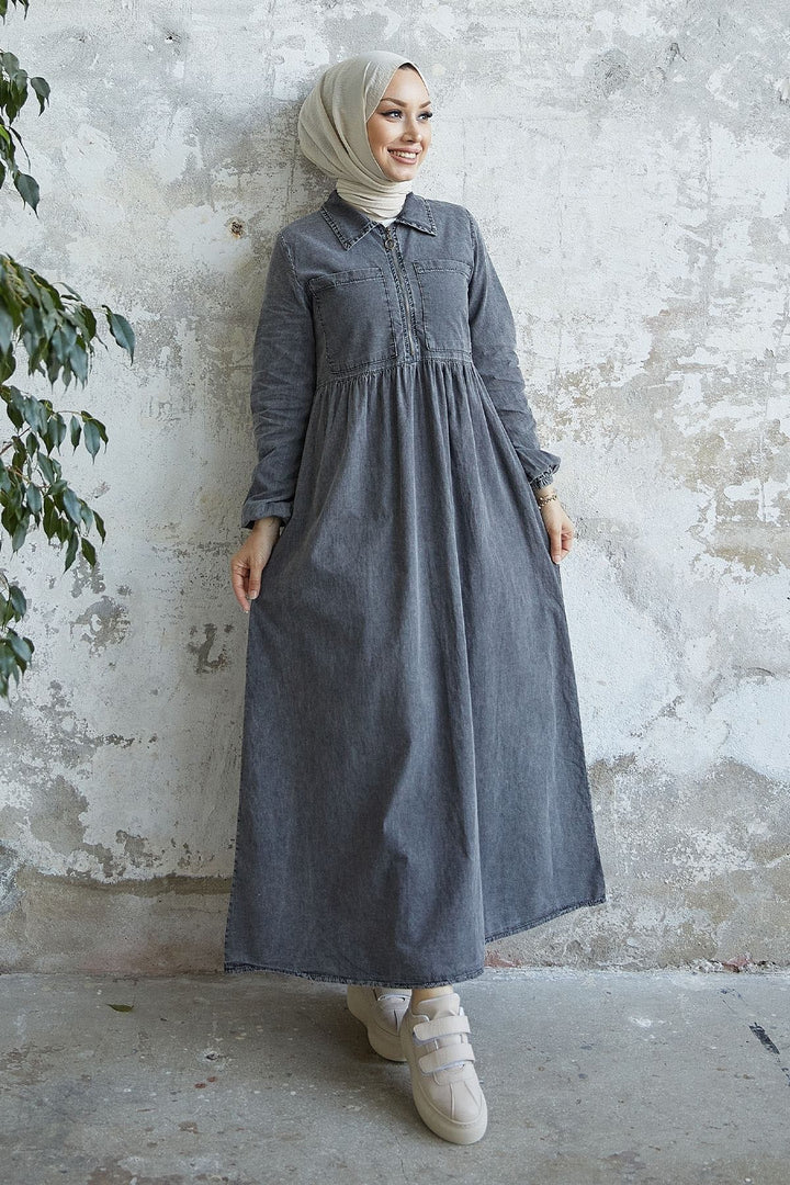 MDS Women Daniel Double Pocket Denim Dress - Gray - Yajalón