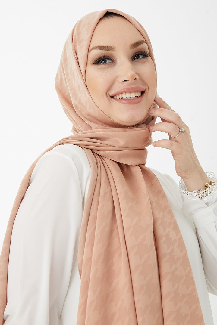 MDS Women Home Textile Herringbone Pattern Silky Jacquard Shawl - Houndstooth - Norwalk