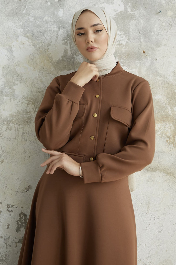 MDS Women Mileya Cover Pocket Skirted Scuba Suit - Tan - Floreşti