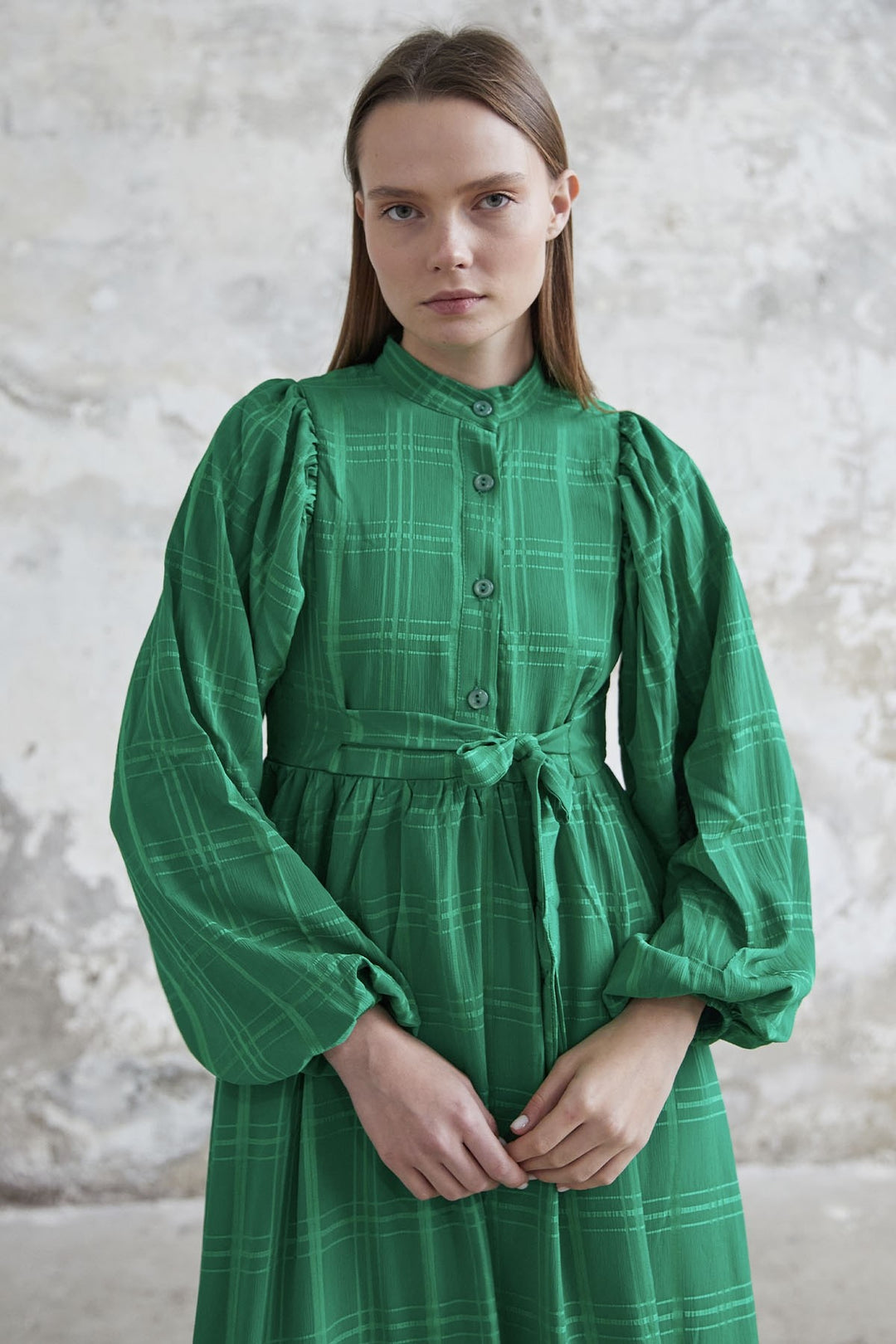 MDS Women Belted Patterned Dress - Green - Albano Laziale