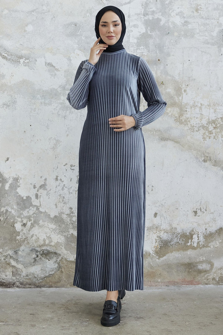 MDS Women Elza Back-Tied Velvet Dress - Gray - Gold Coast