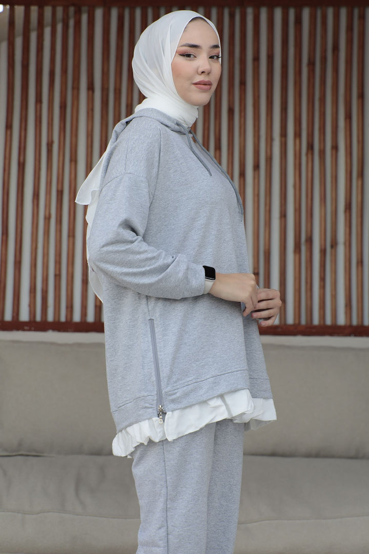 MDS Women Losya Sides Zippered Hooded Two Piece Set - Melange - Cabo San Lucas