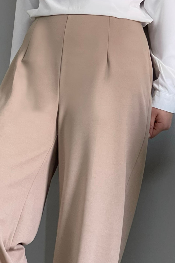 MDS Women Wide Leg High Waist Elastic Waist Pants - Beige - Howell