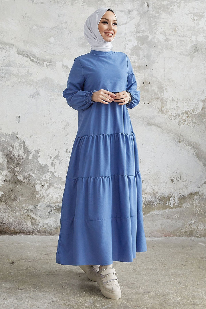 MDS Women Single Layer Detail Casual Dress - Indigo - Fresnillo