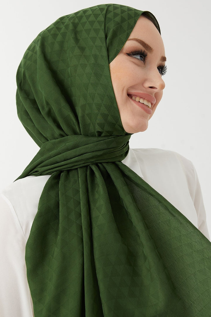 MDS Women Prism Pattern Cotton Jacquard Scarf - Khaki - Anzio