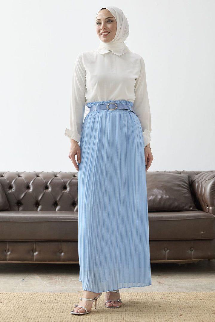 MDS Women Ruched Waist Chiffon Skirt - Baby Blue - Wolfenbüttel