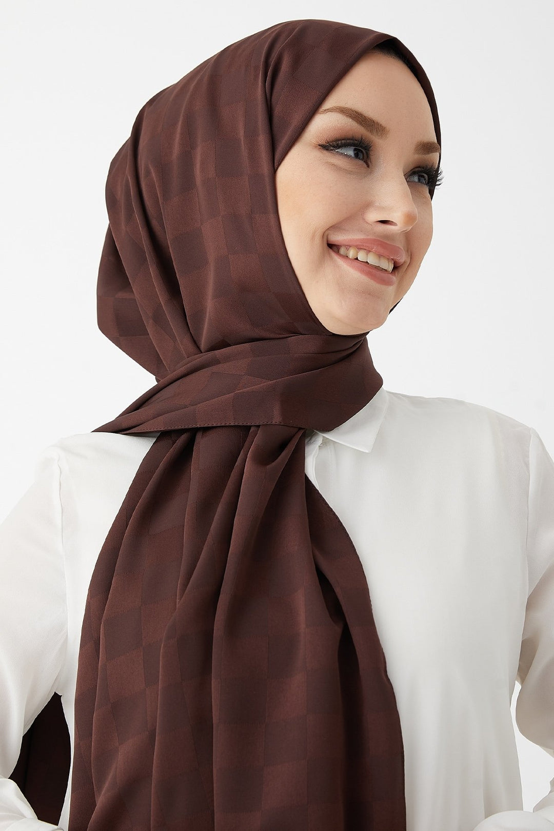MDS Women Maura Lady Patterned Silky Jacquard Shawl - Bitter Coffee - Bridlington