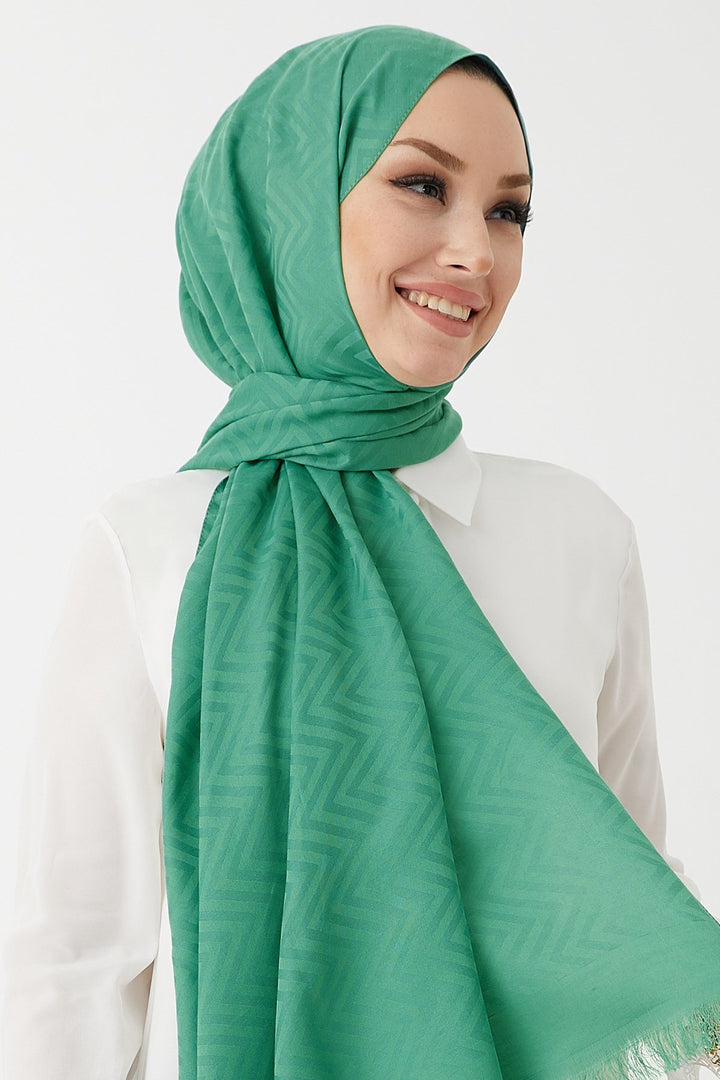 MDS Women Maiya Zigzag Cotton Jacquard Shawl - Turquoise - Zimapan