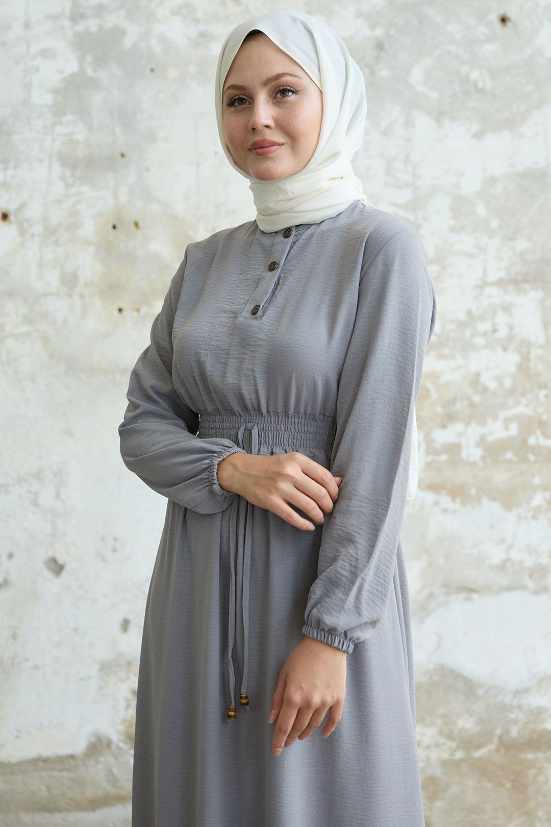 MDS Women Tena Belly Elastic Waist Dress - Gray - Palmdale