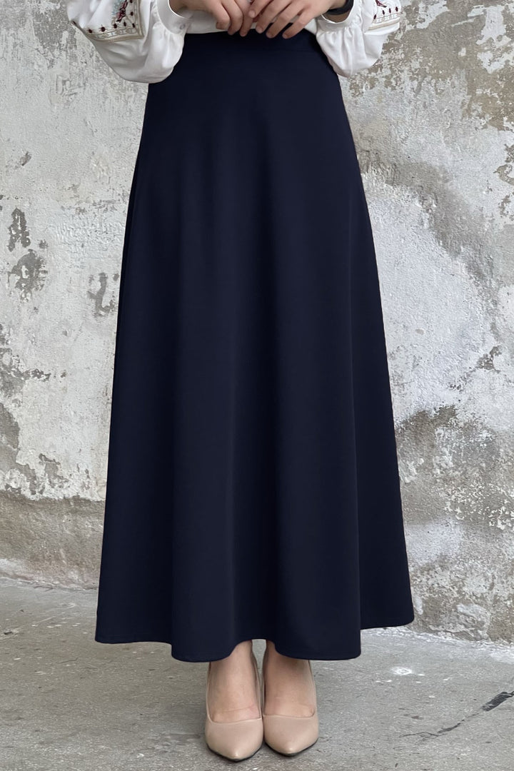 MDS Women Double Knit Fabric Skirt - Navy - Milan