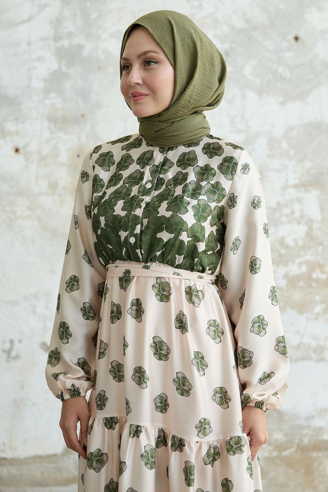 MDS Women Half-Buttoned Green Satin Dress - Hermosillo