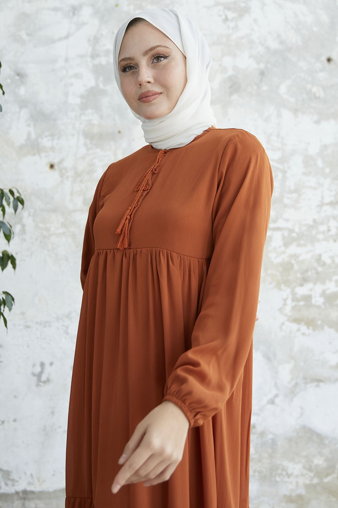 MDS Women Lace-Up Yoryo Chiffon Dress - Terracotta - Verviers