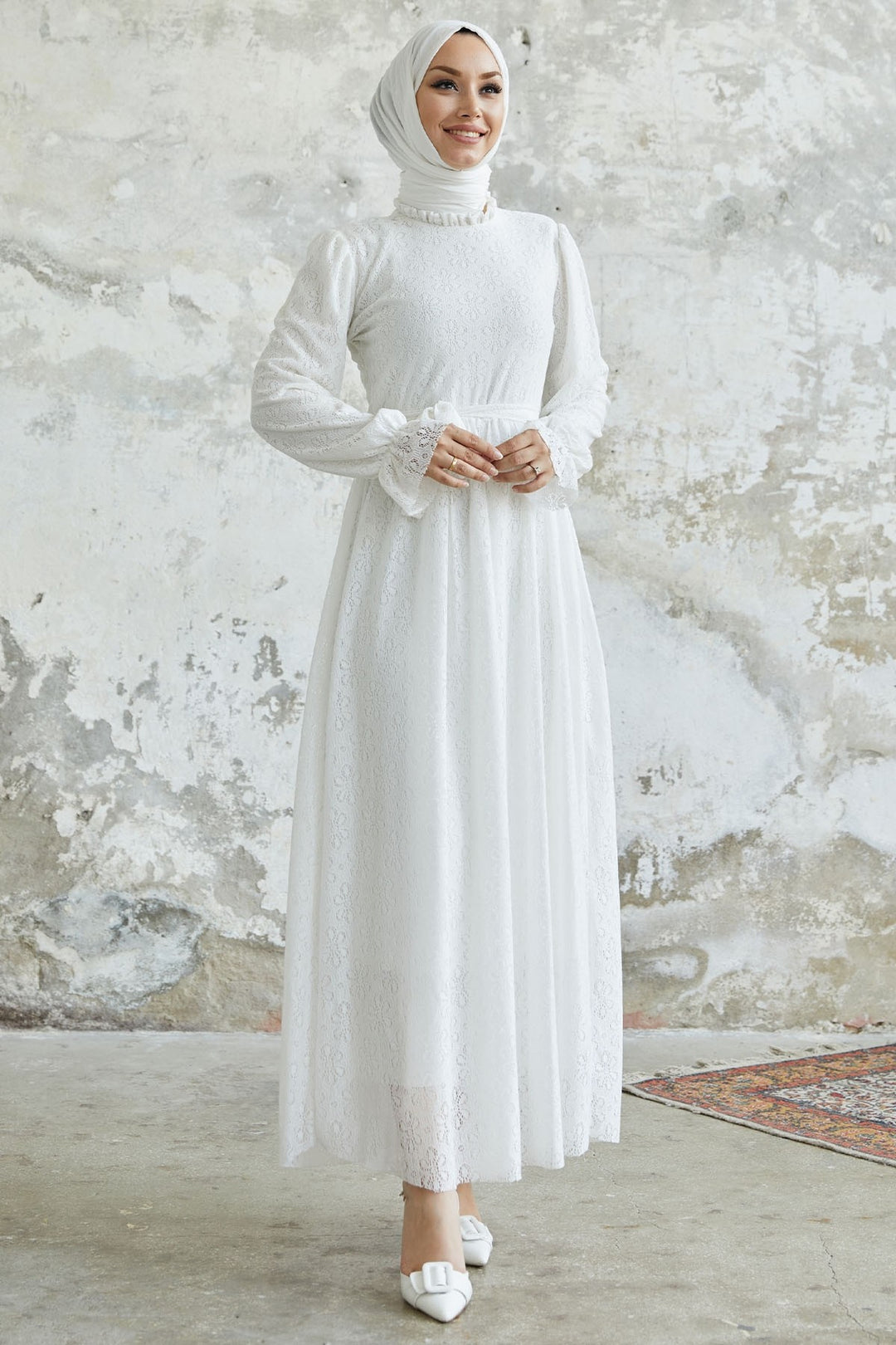 MDS Women Milna Kolu Frill Embroidered Dress - White - Vicenza