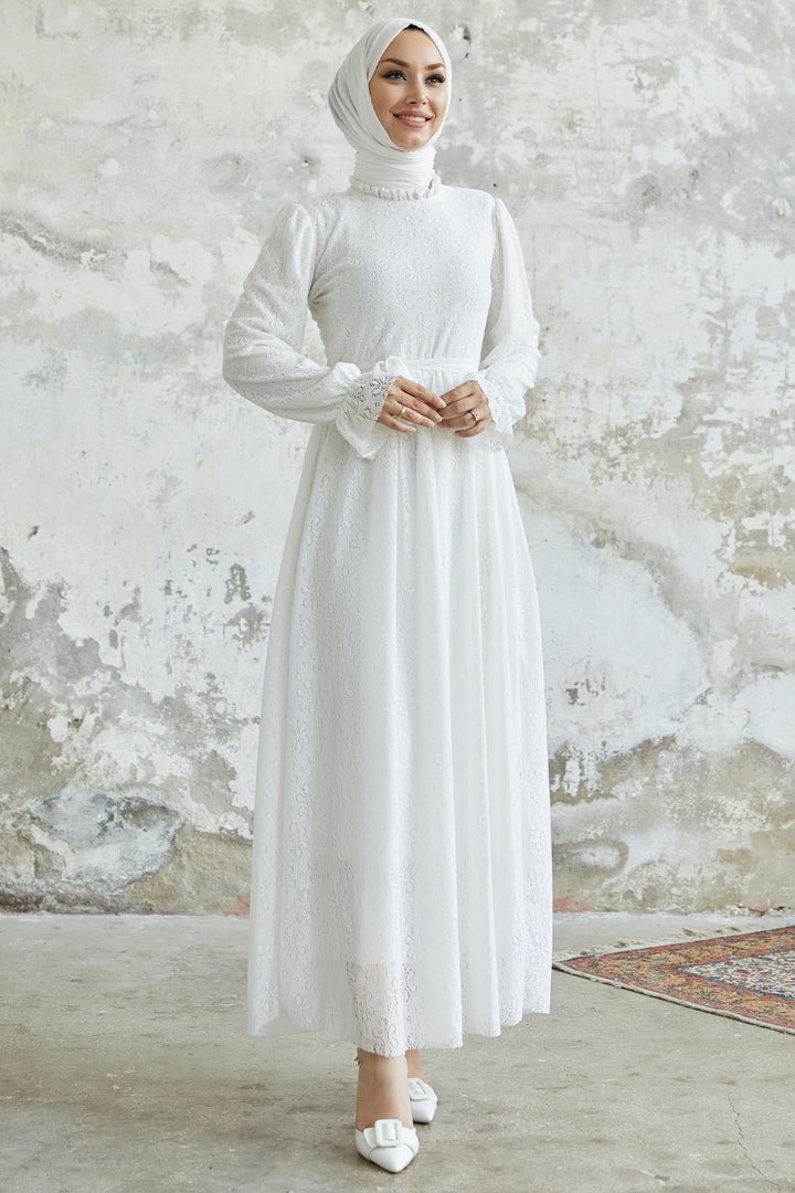 MDS Women Milna Kolu Frill Embroidered Dress - White - Vicenza
