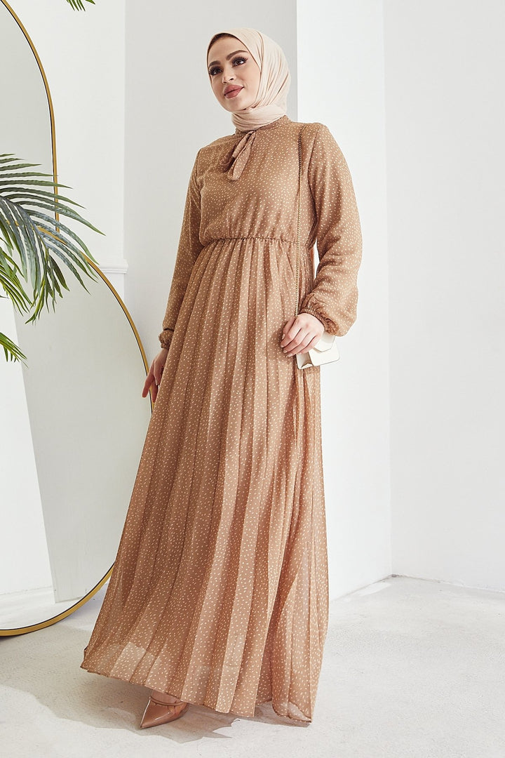 MDS Women Ramona Crispy Patterned Chiffon Dress - Beige - Nettetal