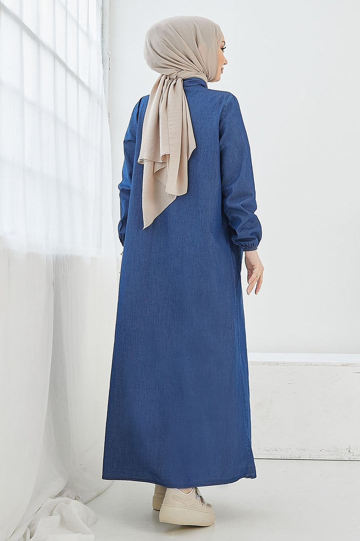 MDS Women Mayra Robali Pocketed Denim Dress - Blue - Moortebeek