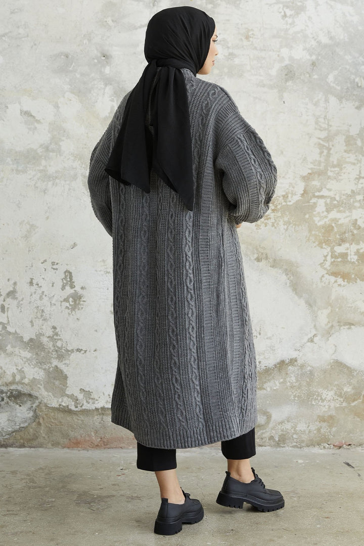 MDS Women Molly Chain Pattern Knit Cardigan - Anthracite - North Miami