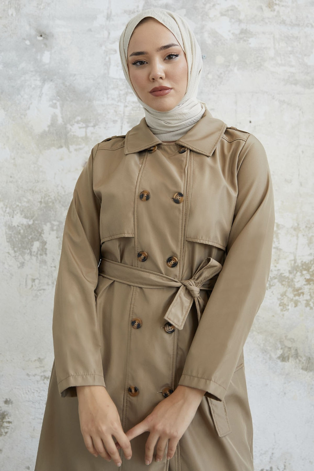 MDS Women Evelina Double Button Detail Trench Coat - Beige - Bristol