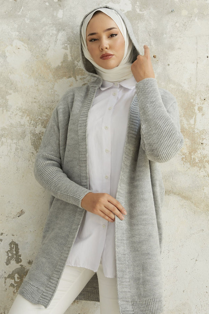 MDS Women Kitty Hooded Cardigan - Gray - Civitavecchia