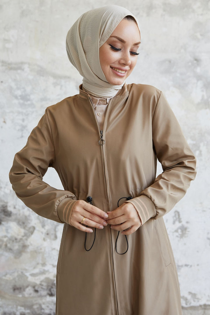 MDS Women Penny Collar Patterned Trench Coat - Beige - Battle Creek