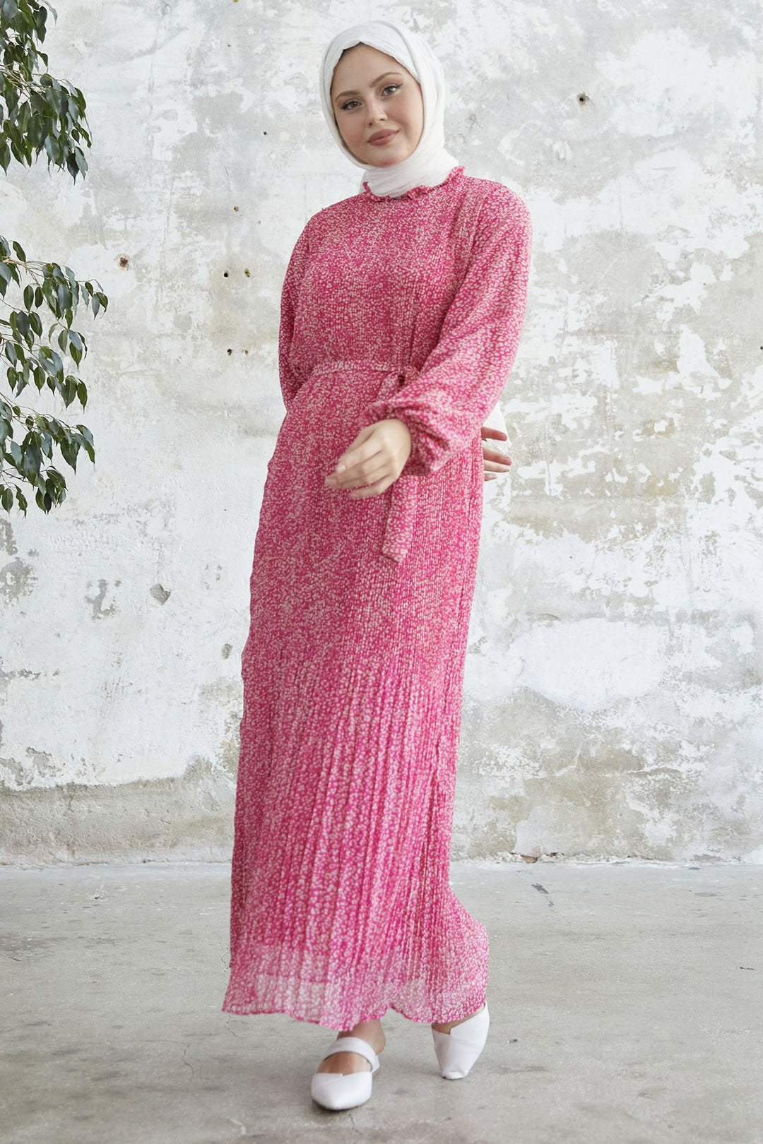 MDS Women Striped Crispy Pattern Chiffon Dress - Pink - Indianapolis
