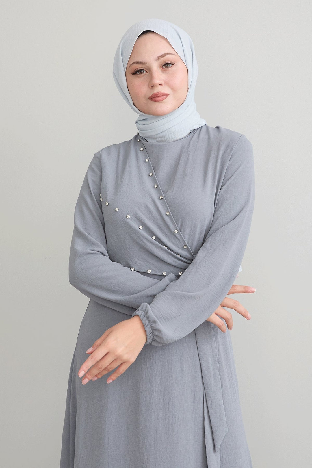 MDS Women Gray Robin Dress with Front Tie Detail - Béziers